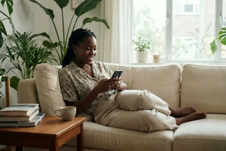 Customer booking a service on her phone